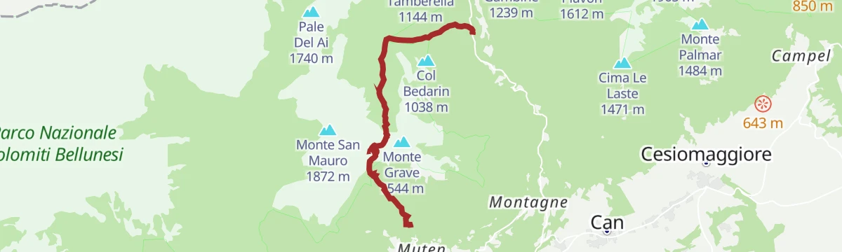Route map: CAI path 819 of the Chiesetta di San Mauro